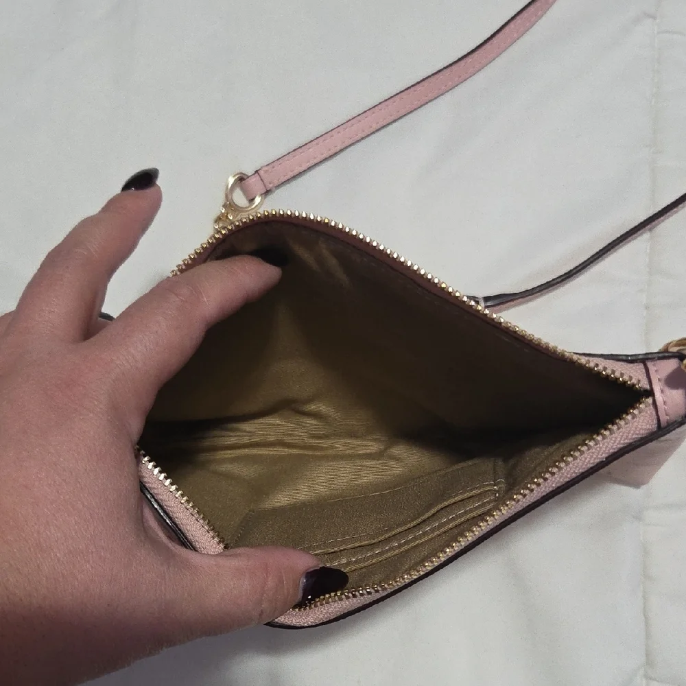 Coach Pink Floral Wristlet with Gold Chain - Picture 6 of 8